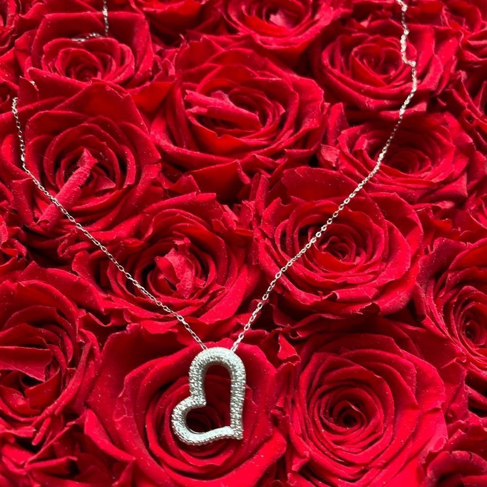 Silver 935 Heart Necklace with CZ Stones